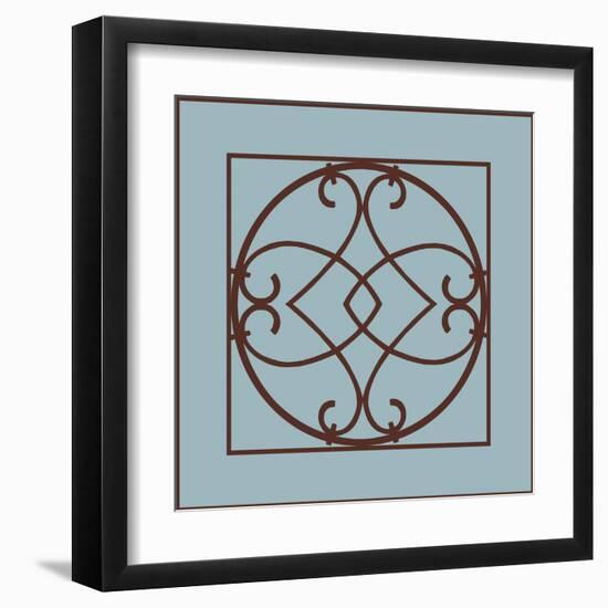 Chocolate and Blue Ironwork VI-Chariklia Zarris-Framed Art Print