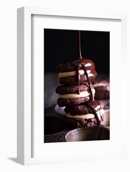 Chocolate Brownie Cookies with Peanut Butter Filling-Elena Veselova-Framed Photographic Print