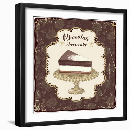 Chocolate Cheesecake in a Vintage Frame-Milovelen-Framed Art Print