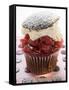 Chocolate Cherry Muffin with Whipped Cream and Lid-null-Framed Stretched Canvas