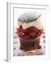 Chocolate Cherry Muffin with Whipped Cream and Lid-null-Framed Photographic Print