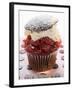 Chocolate Cherry Muffin with Whipped Cream and Lid-null-Framed Photographic Print