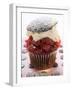 Chocolate Cherry Muffin with Whipped Cream and Lid-null-Framed Photographic Print