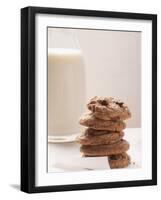 Chocolate Chip Cookies and a Glass of Milk-null-Framed Photographic Print