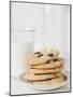 Chocolate Chip Cookies and Glass of Milk-null-Mounted Premium Photographic Print