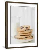 Chocolate Chip Cookies and Glass of Milk-null-Framed Photographic Print