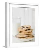 Chocolate Chip Cookies and Glass of Milk-null-Framed Photographic Print