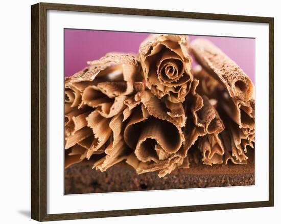 Chocolate Curls on Chocolate Cake-null-Framed Photographic Print