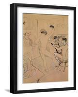 Chocolate Dancing in Achille's Bar, Drawing, 1894-Henri de Toulouse-Lautrec-Framed Giclee Print