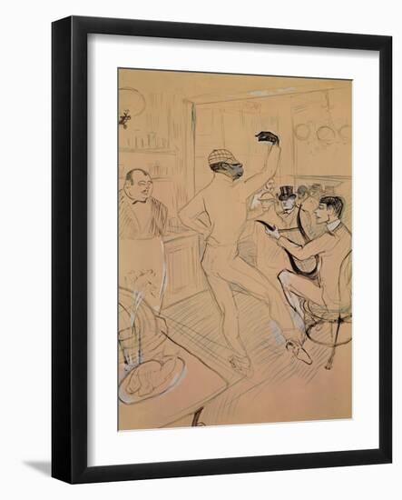 Chocolate Dancing in Achille's Bar, Drawing, 1894-Henri de Toulouse-Lautrec-Framed Giclee Print