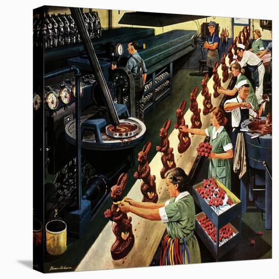 "Chocolate Easter Bunnies", March 25, 1950-Stevan Dohanos-Stretched Canvas