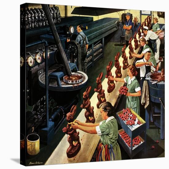 "Chocolate Easter Bunnies", March 25, 1950-Stevan Dohanos-Stretched Canvas