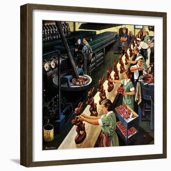 "Chocolate Easter Bunnies", March 25, 1950-Stevan Dohanos-Framed Giclee Print