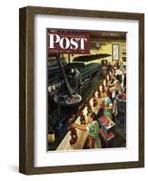 "Chocolate Easter Bunnies" Saturday Evening Post Cover, March 25, 1950-Stevan Dohanos-Framed Giclee Print