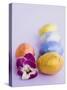 Chocolate Eggs in Foil, with Pansy-null-Stretched Canvas