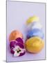 Chocolate Eggs in Foil, with Pansy-null-Mounted Photographic Print