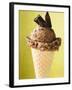 Chocolate Ice Cream with Pieces of Chocolate in Cone-null-Framed Photographic Print