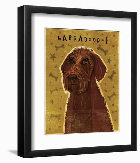 Chocolate Labradoodle-John Golden-Framed Giclee Print