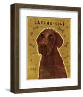 Chocolate Labradoodle-John Golden-Framed Giclee Print