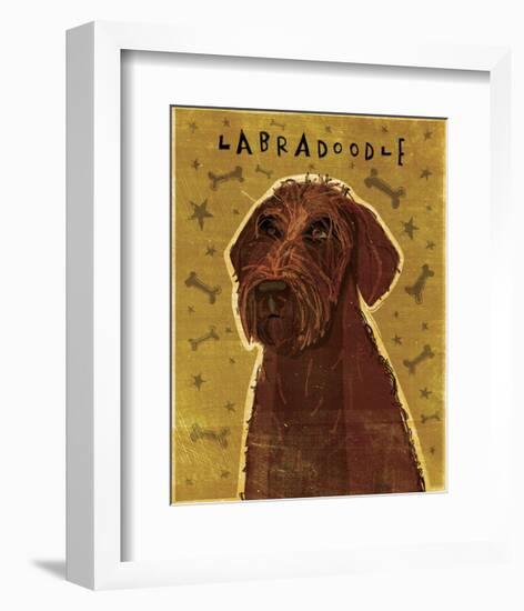 Chocolate Labradoodle-John Golden-Framed Giclee Print