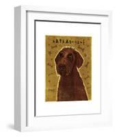 Chocolate Labradoodle-John W^ Golden-Framed Art Print