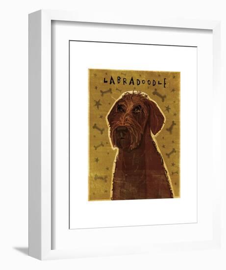 Chocolate Labradoodle-John W^ Golden-Framed Art Print