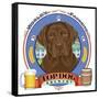 Chocolate Labrador Beer Label-Tomoyo Pitcher-Framed Stretched Canvas