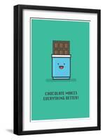 Chocolate Makes Everything Better! (Line Art Vector Illustration in Flat Style Design)-Orange Vectors-Framed Art Print