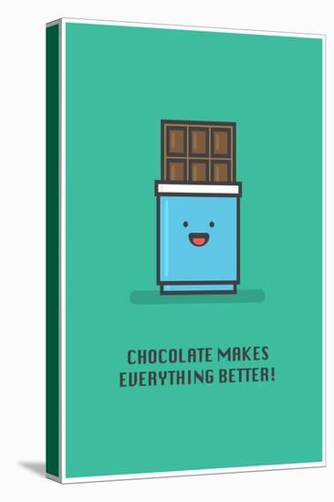 Chocolate Makes Everything Better! (Line Art Vector Illustration in Flat Style Design)-Orange Vectors-Stretched Canvas