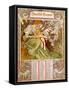 Chocolate Masson Calendar Illustrated by Mucha (1860 ? 1939). a Czech Art Nouveau Painter-Alphonse Marie Mucha-Framed Stretched Canvas