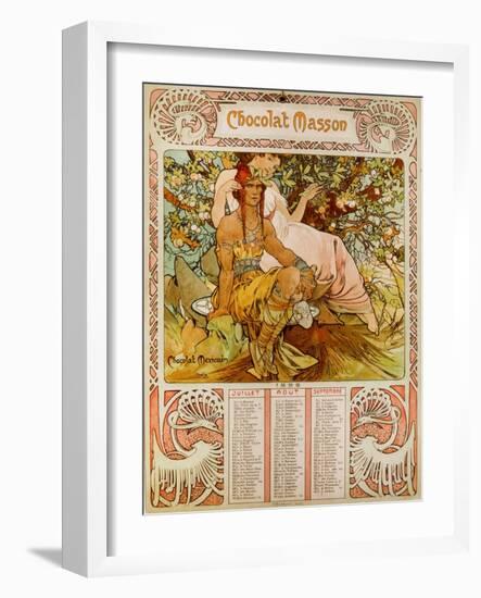 Chocolate Masson Calendar Illustrated by Mucha (1860 ? 1939). a Czech Art Nouveau Painter-Alphonse Marie Mucha-Framed Giclee Print