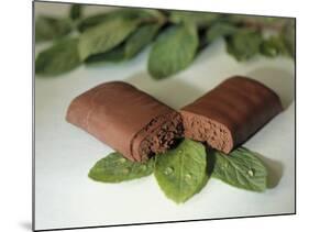 Chocolate Nutrition Bar on Mint Leaves-Chris Rogers-Mounted Photographic Print