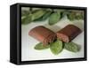 Chocolate Nutrition Bar on Mint Leaves-Chris Rogers-Framed Stretched Canvas