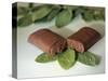 Chocolate Nutrition Bar on Mint Leaves-Chris Rogers-Stretched Canvas