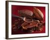 Chocolate Sauce, Cocoa Powder, Cocoa Beans and Cacao Fruits-Karl Newedel-Framed Photographic Print