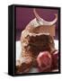 Chocolate Soufflé with Chocolate Curls and Cherries-null-Framed Stretched Canvas