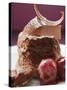 Chocolate Soufflé with Chocolate Curls and Cherries-null-Stretched Canvas