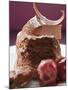 Chocolate Soufflé with Chocolate Curls and Cherries-null-Mounted Photographic Print