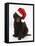Chocolate Standard Poodle Puppy, Tara, 8 Weeks, Sitting, Wearing a Father Christmas Hat-Mark Taylor-Framed Stretched Canvas