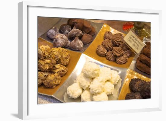 Chocolate Truffles in a Sweet Shop, Brussels, Belgium, Europe-Neil Farrin-Framed Photographic Print