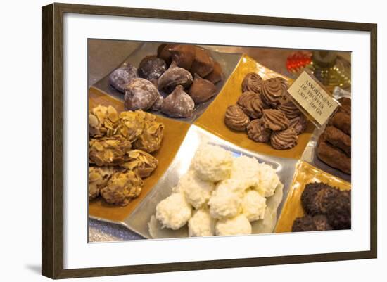 Chocolate Truffles in a Sweet Shop, Brussels, Belgium, Europe-Neil Farrin-Framed Photographic Print