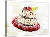 Chocolate Wafer and Cream Fancy Garnished with Raspberries-null-Stretched Canvas