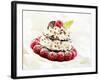 Chocolate Wafer and Cream Fancy Garnished with Raspberries-null-Framed Photographic Print