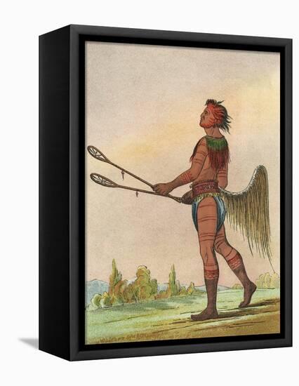 Choctaw, Lacrosse Player-George Catlin-Framed Stretched Canvas