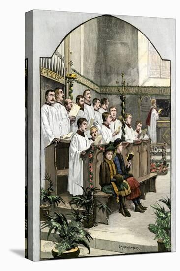 Choir Singing a Christmas Hymn in an Anglican Church, 1880s-null-Stretched Canvas