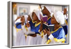 Choir singing, Sunday celebration at the Celestial Church of Christ, Missessinto, Atlantique, Benin-Godong-Framed Photographic Print