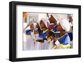 Choir singing, Sunday celebration at the Celestial Church of Christ, Missessinto, Atlantique, Benin-Godong-Framed Photographic Print