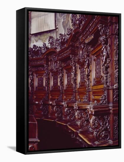 Choir Stalls in Sanctuary of Incoronata, Lodi, Italy, 15th-16th Centuries-null-Framed Stretched Canvas