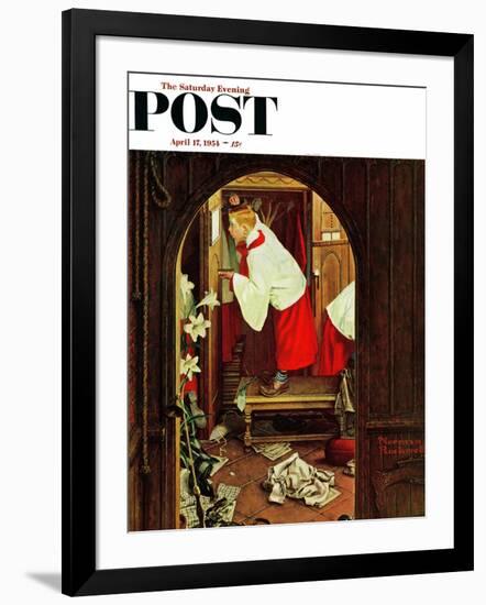 "Choirboy" Saturday Evening Post Cover, April 17,1954-Norman Rockwell-Framed Giclee Print