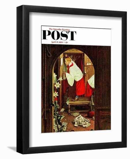 "Choirboy" Saturday Evening Post Cover, April 17,1954-Norman Rockwell-Framed Premium Giclee Print